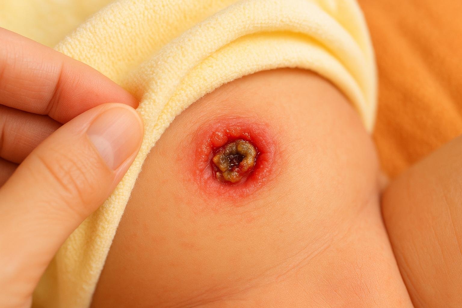 Señales visibles que indican problemas en la cicatrización del cordón umbilical